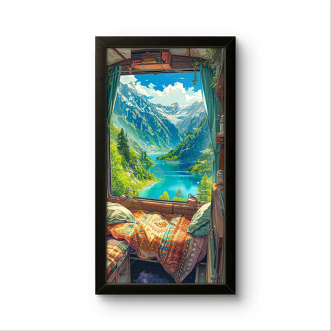 Cozy Bed & Mountains | Animated Wall Art Frame Cozy Bed & Mountains | Animated Wall Art Frame