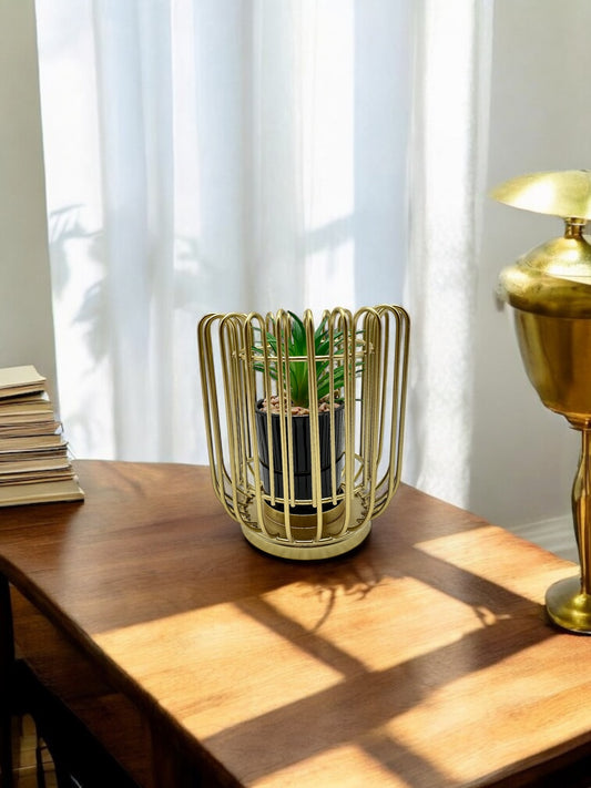 Golden Cage Planter | Table Decoration