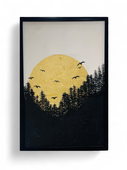 Birds & Sunset | Hand painting