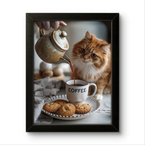 Coffee & Cat | Creature Wall Art Frame