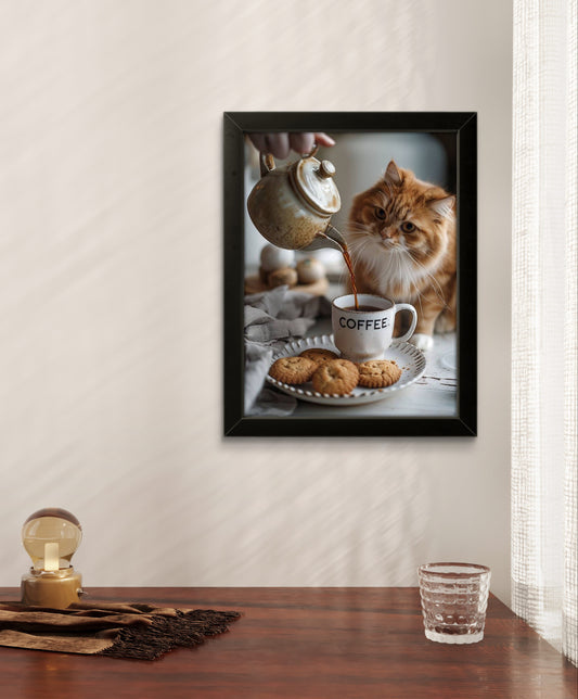 Coffee & Cat | Creature Wall Art Frame