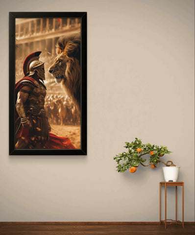 Warrior & Lion | Wall Art Frame